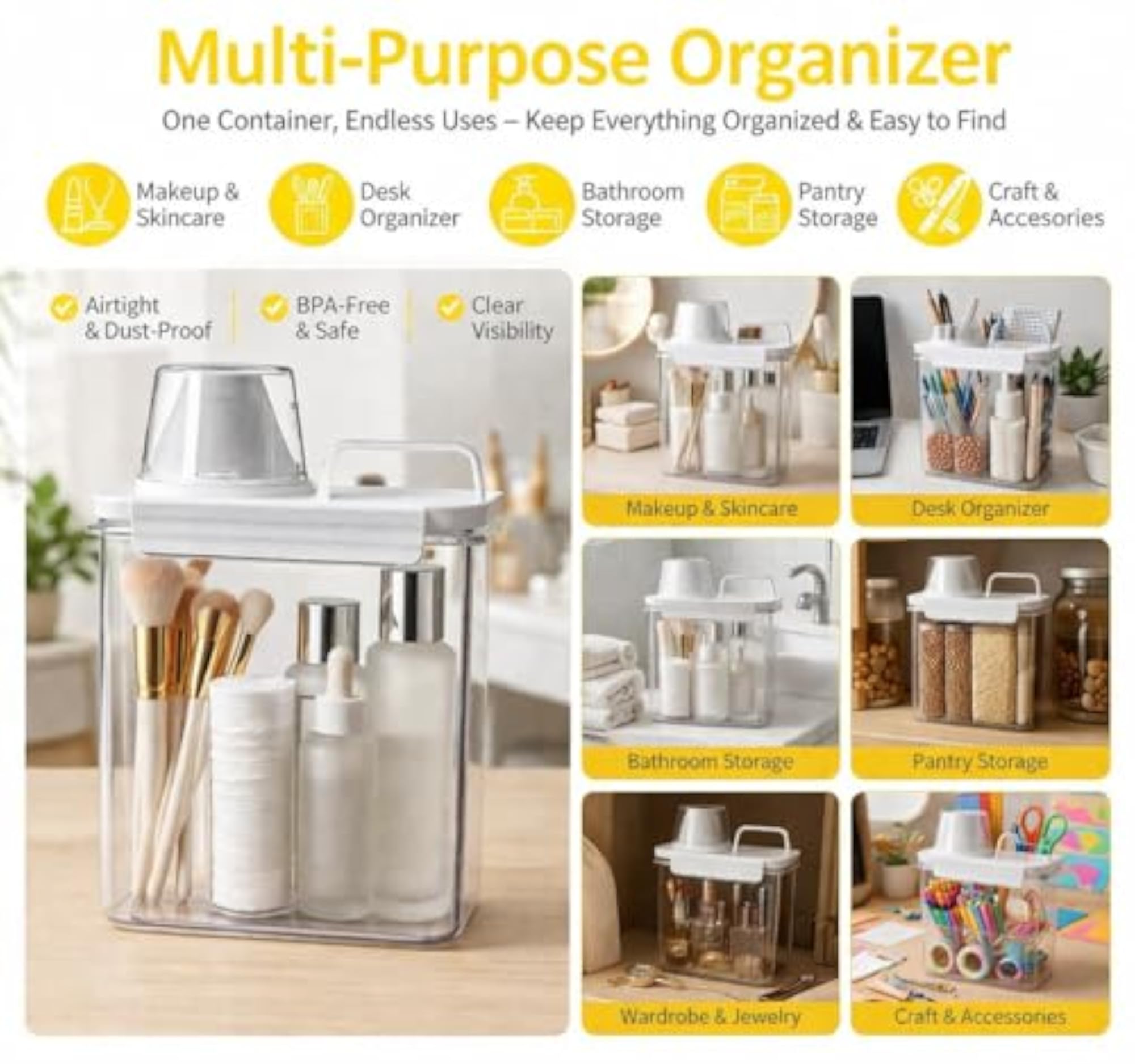 Transparent Airtight Multi-Purpose Organizer, 180ml